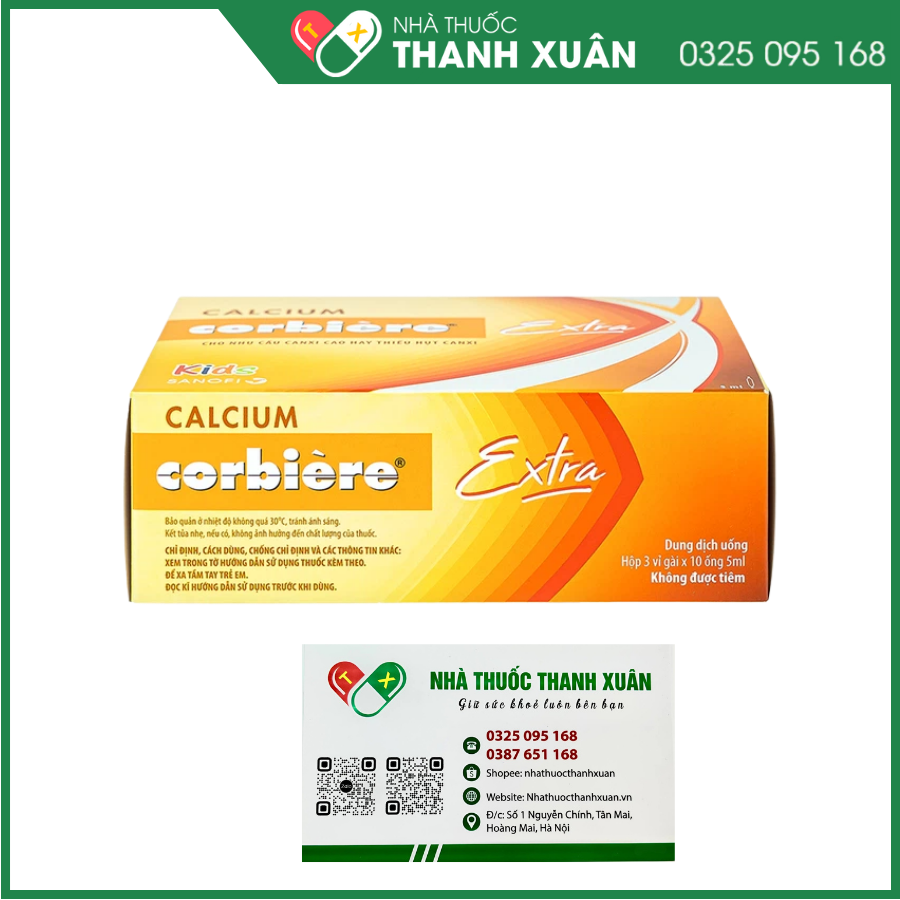 Calcium Corbière Extra Kid bổ sung calci, điều trị loãng xương, còi xương